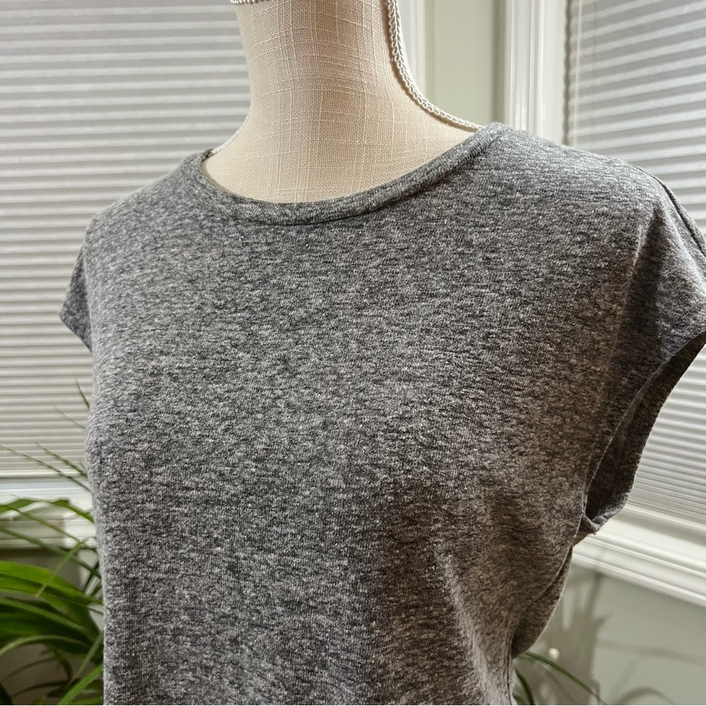Old Navy Linen Knit T-Shirt Short Sleeved Dress Light Grey Heather Small - Picture 3 of 11